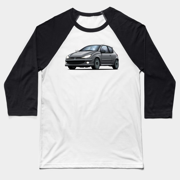 Peugeot 206 RC - Gray Baseball T-Shirt by Mario Ramos Rally Art